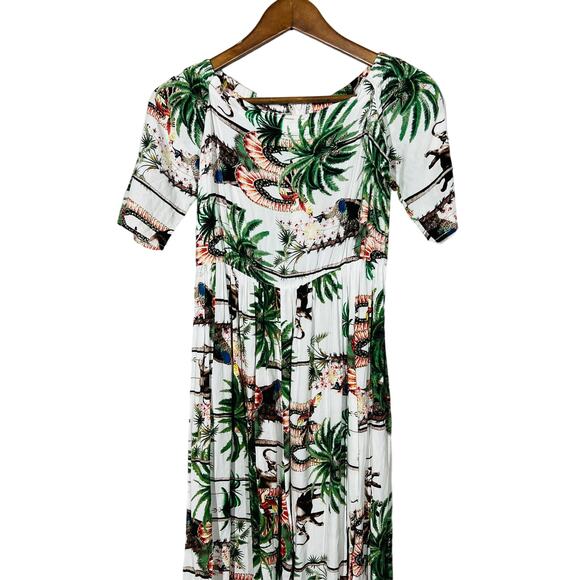 Jaase x Anthropologie Jumpsuit Tropical Palm Square Neck Short Sleeve - XS - Picture 1 of 5